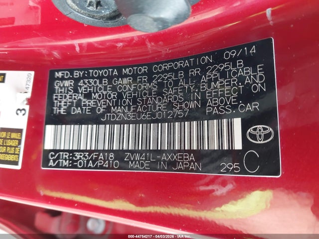 JTDZN3EU6EJ012757 Toyota Prius V Three