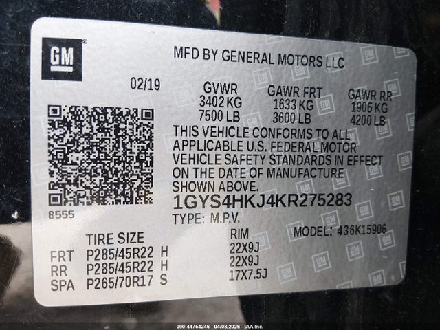 Продаж на аукціоні авто 2019 Cadillac Escalade Esv Luxury, vin: 1GYS4HKJ4KR275283, номер лоту: 44754246