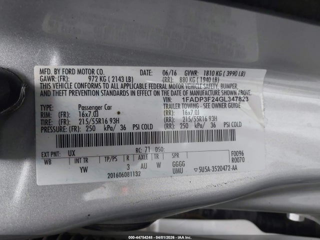 Ford FOCUS SE 2016 1FADP3F24GL347823 Image 9