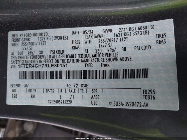 1FTER4GH7RLE30151 Ford Ranger Xlt