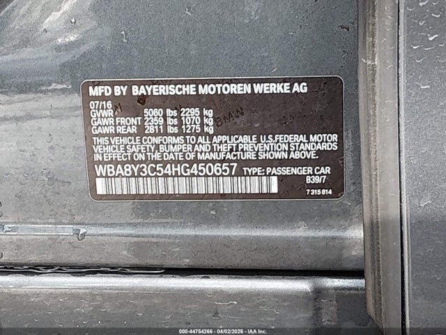 Продаж на аукціоні авто 2017 Bmw 340i Gran Turismo Xdrive, vin: WBA8Y3C54HG450657, номер лоту: 44754266