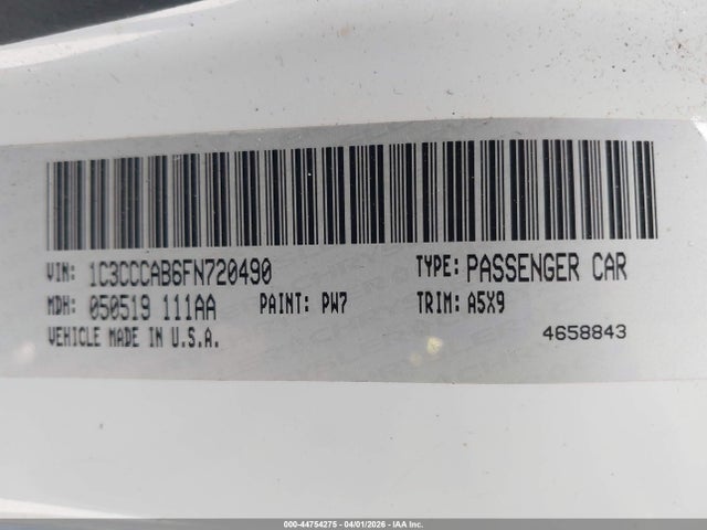 44754275 :رقم المزاد ، 1C3CCCAB6FN720490 vin ، 2015 Chrysler 200 Limited مزاد بيع