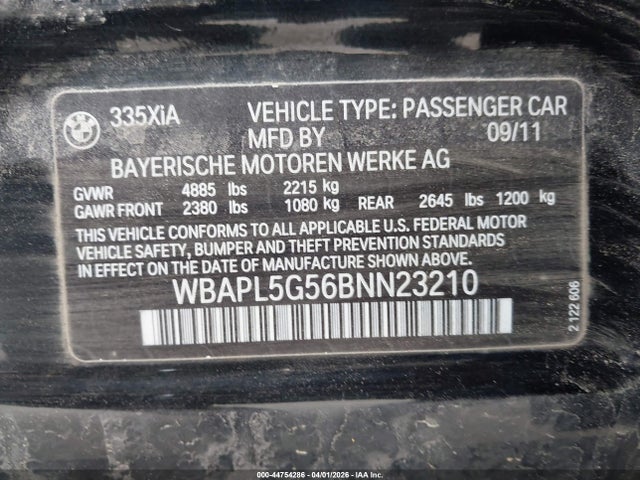 2011 BMW 335I WBAPL5G56BNN23210 Photo 8