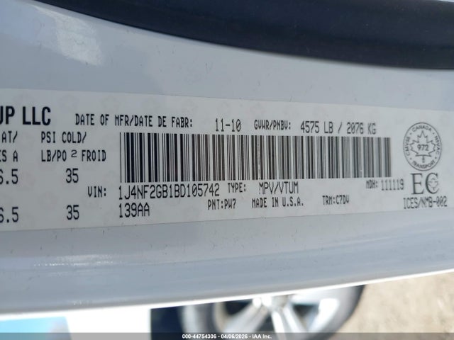 44754306 :رقم المزاد ، 1J4NF2GB1BD105742 vin ، 2011 Jeep Patriot Sport/north مزاد بيع