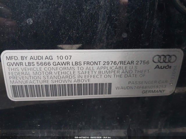Продажа на аукционе авто 2008 Audi S6 5.2, vin: WAUDN74F68N059253, номер лота: 44754314