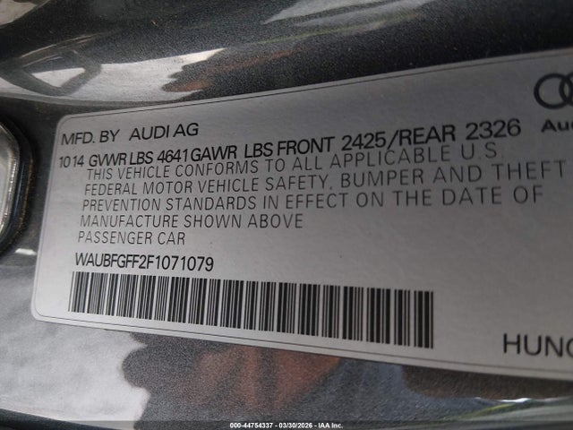 2015 AUDI S3 WAUBFGFF2F1071079 Photo 8