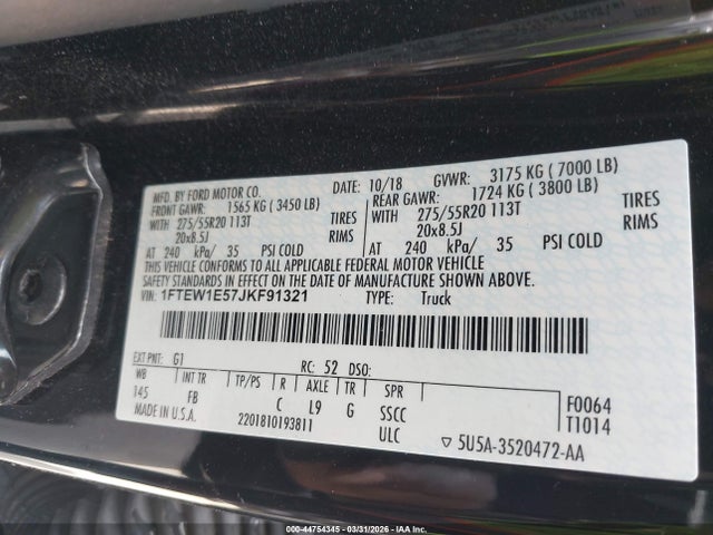 Ford F-150 Xlt 2018 1FTEW1E57JKF91321 Image 9