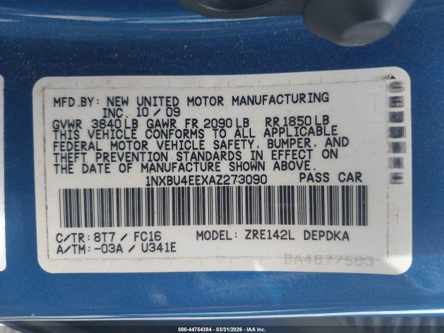 2010 TOYOTA COROLLA 1NXBU4EEXAZ273090 Photo 8
