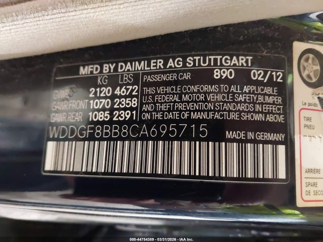 2012 Mercedes-benz C 300 Luxury 4matic მანქანა იყიდება აუქციონზე, vin: WDDGF8BB8CA695715, აუქციონის ნომერი: 44754389