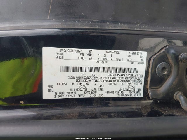 44754390 :رقم المزاد ، 1FTEX1C83FKF03706 vin ، 2015 Ford F-150 Xl مزاد بيع