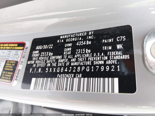 2023 Kia K5 Gt-line მანქანა იყიდება აუქციონზე, vin: 5XXG64J28PG179921, აუქციონის ნომერი: 44754396