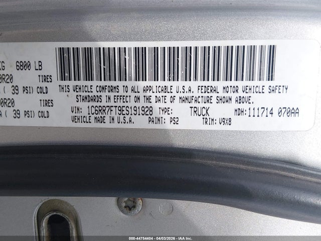44754404 :رقم المزاد ، 1C6RR7FT9ES191928 vin ، 2014 Ram 1500 Express مزاد بيع