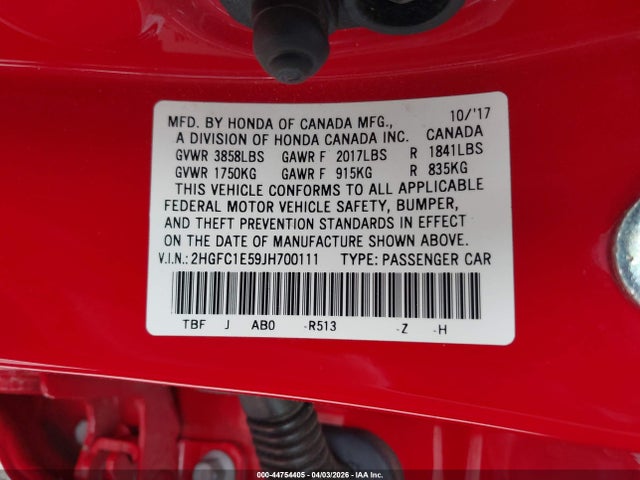 2HGFC1E59JH700111 Honda CIVIC SI