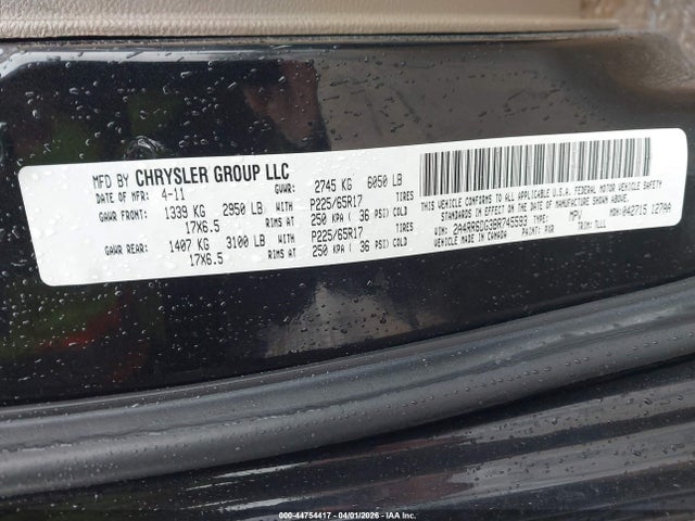 Aukcja sprzedaży 2011 Chrysler Town & Country Limited, vin: 2A4RR6DG3BR745593, numer aukcji: 44754417