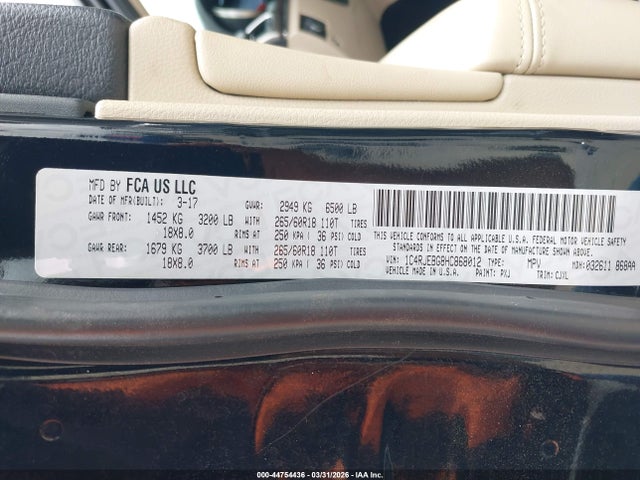 1C4RJEBG8HC868012 Jeep Grand Cherokee Limited 4x2