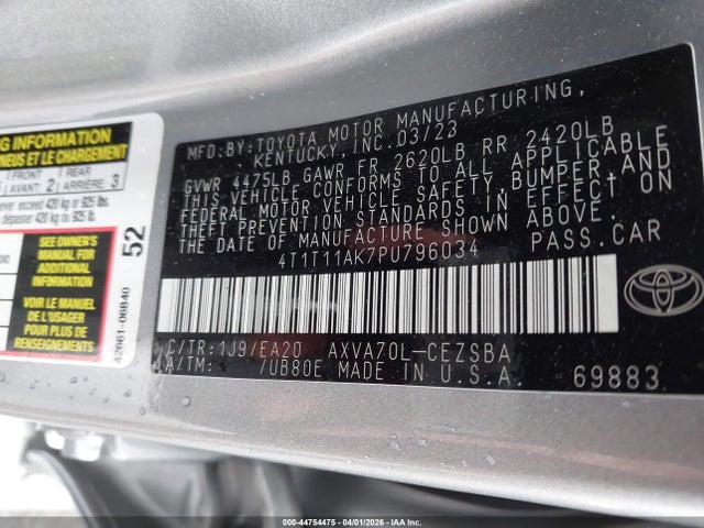 4T1T11AK7PU796034 Toyota CAMRY SE