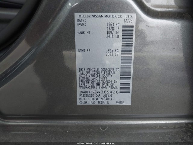 1N4BL4CV9RN365426 Nissan Altima Sr Fwd