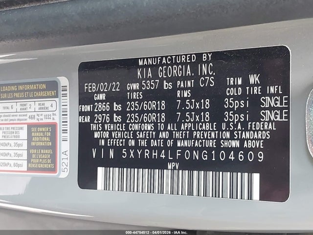 KIA SORENTO EX 2022 5XYRH4LF0NG104609 Image 9
