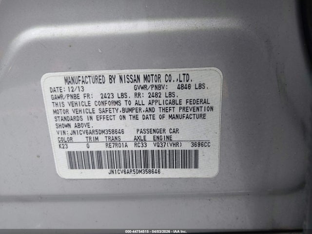 Aukcja sprzedaży 2013 Infiniti G37x, vin: JN1CV6AR5DM358646, numer aukcji: 44754515