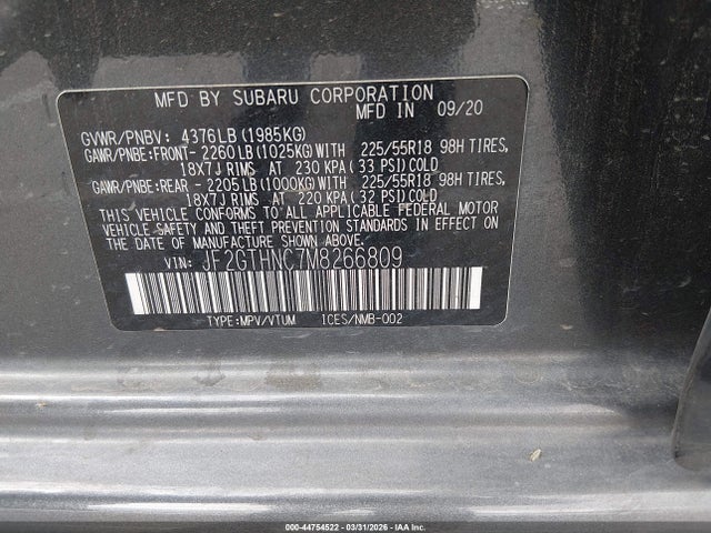 JF2GTHNC7M8266809 Subaru Crosstrek Limited