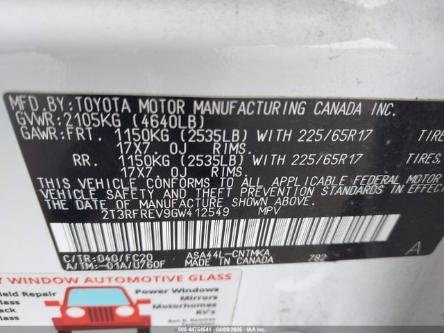 Toyota Rav4 Xle 2016 2T3RFREV9GW412549 Image 9