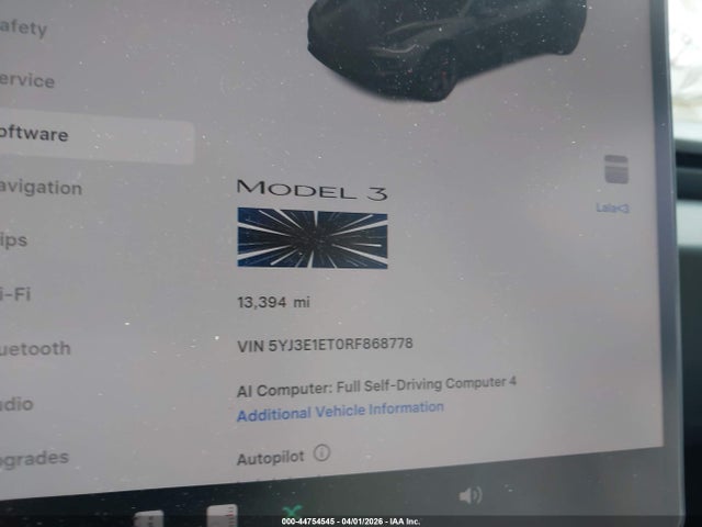 Продаж на аукціоні авто 2024 Tesla Model 3 Performance All-wheel Drive, vin: 5YJ3E1ET0RF868778, номер лоту: 44754545
