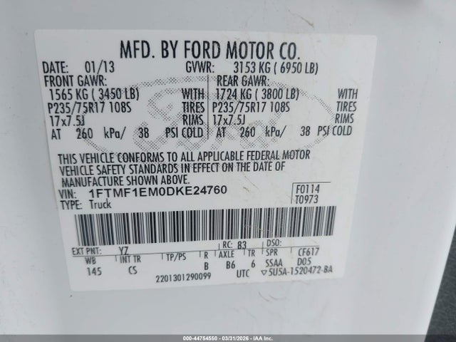 2013 FORD F-150 1FTMF1EM0DKE24760 Photo 8