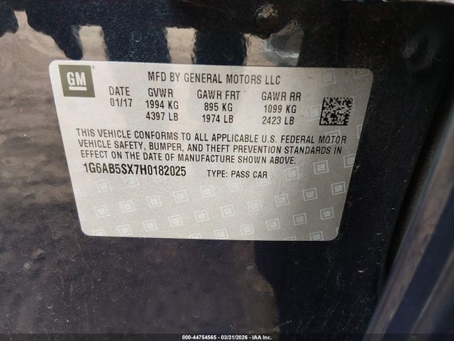 1G6AB5SX7H0182025 Cadillac Ats Luxury Rwd