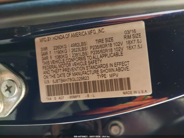 Aukcja sprzedaży 2016 Acura Rdx Advance Package, vin: 5J8TB4H78GL029823, numer aukcji: 44754621
