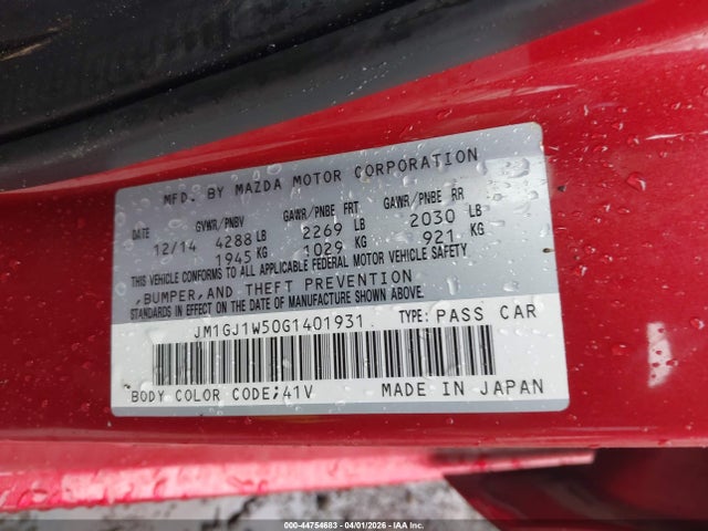 Продаж на аукціоні авто 2016 Mazda Mazda6 I Grand Touring, vin: JM1GJ1W50G1401931, номер лоту: 44754683