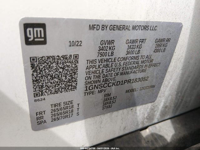 44754708 :رقم المزاد ، 1GNSCCKD1PR183052 vin ، 2023 Chevrolet Suburban 2wd Lt مزاد بيع
