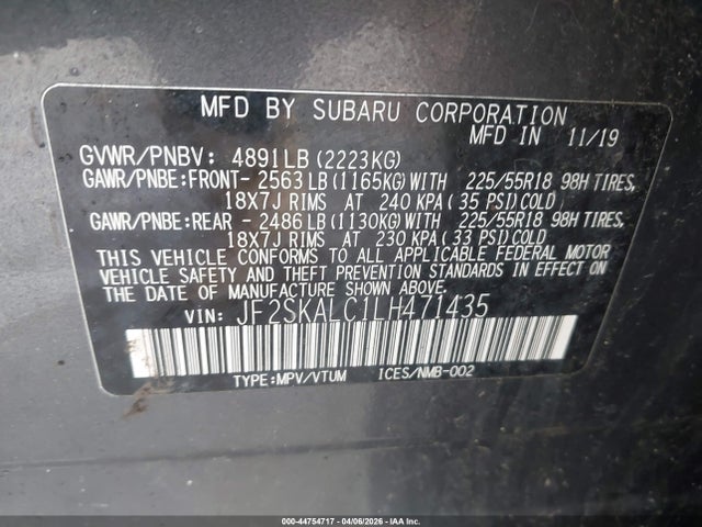Aukcja sprzedaży 2020 Subaru Forester Sport, vin: JF2SKALC1LH471435, numer aukcji: 44754717