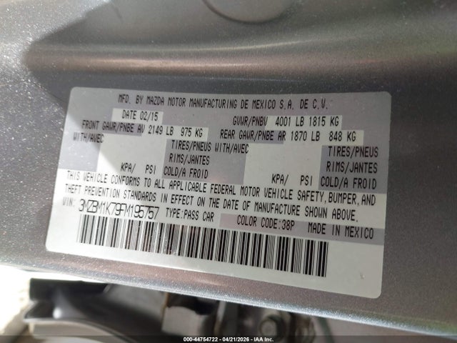 Aukcja sprzedaży 2015 Mazda Mazda3 I Sport, vin: 3MZBM1K79FM195757, numer aukcji: 44754722