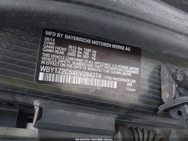 44754723 :رقم المزاد ، WBY1Z2C5XEV284274 vin ، 2014 Bmw I3 مزاد بيع