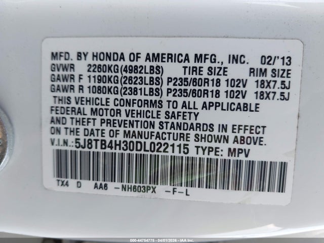 Продаж на аукціоні авто 2013 Acura Rdx, vin: 5J8TB4H30DL022115, номер лоту: 44754775