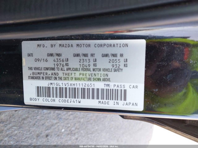 Продажа на аукционе авто 2017 Mazda Mazda6 Touring, vin: JM1GL1V5XH1112651, номер лота: 44754785