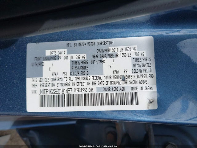 Aukcja sprzedaży 2014 Mazda Mazda2 Sport, vin: JM1DE1KZ2E0181467, numer aukcji: 44754840
