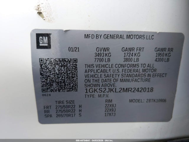 Продажа на аукционе авто 2021 Gmc Yukon Xl 4wd Denali, vin: 1GKS2JKL2MR242018, номер лота: 44754841