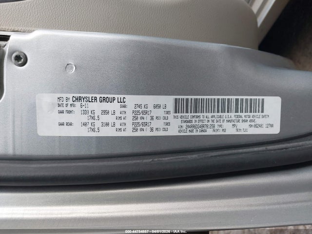 44754857 :رقم المزاد ، 2A4RR6DG4BR781258 vin ، 2011 Chrysler Town & Country Limited مزاد بيع
