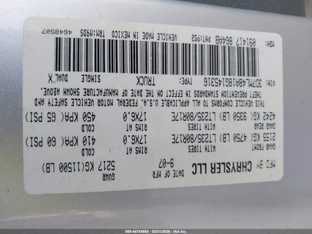 Aukcja sprzedaży 2008 Dodge Ram 3500 Slt, vin: 3D7ML48A18G145FAJ, numer aukcji: 44754865