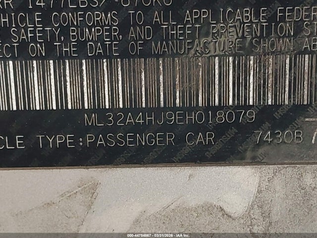 Продаж на аукціоні авто 2014 Mitsubishi Mirage Es, vin: ML32A4HJ9EH018079, номер лоту: 44754867