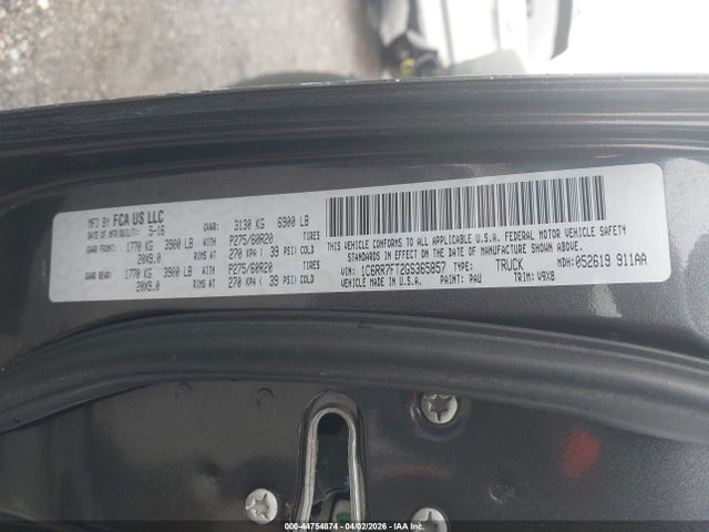 44754874 :رقم المزاد ، 1C6RR7FT2GS365857 vin ، 2016 Ram 1500 Express مزاد بيع