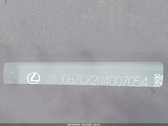 JTJGB7CX2N4007054 Lexus Lx 600 Luxury