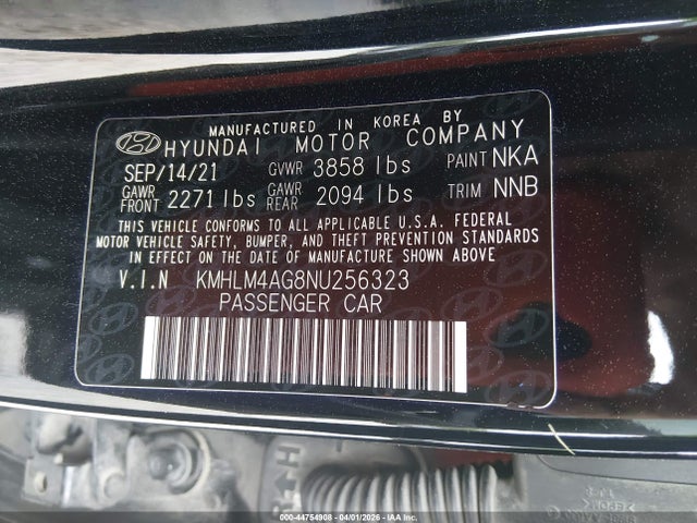 Aukcja sprzedaży 2022 Hyundai Elantra Sel, vin: KMHLM4AG8NU256323, numer aukcji: 44754908