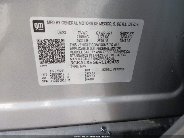 44754920 :رقم المزاد ، 3GKALXEG8RL149478 vin ، 2024 Gmc Terrain Awd Denali مزاد بيع