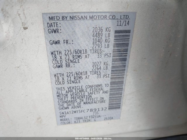 Nissan Rogue Sl 2015 5N1AT2MT5FC789132 Image 9
