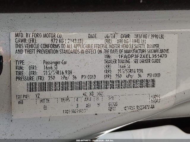 Ford FOCUS SE 2014 1FADP3F2XEL351470 Image 9