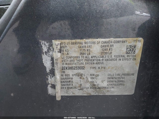 Продажа на аукционе авто 2017 Gmc Terrain Sle-1, vin: 2GKFLSEK9H6233602, номер лота: 44754986