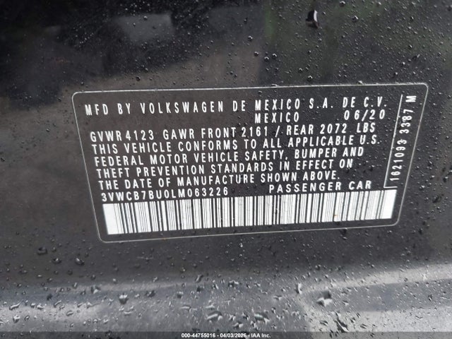 2020 Volkswagen Jetta 1.4t R-line/1.4t S/1.4t Se მანქანა იყიდება აუქციონზე, vin: 3VWCB7BU0LM063226, აუქციონის ნომერი: 44755016