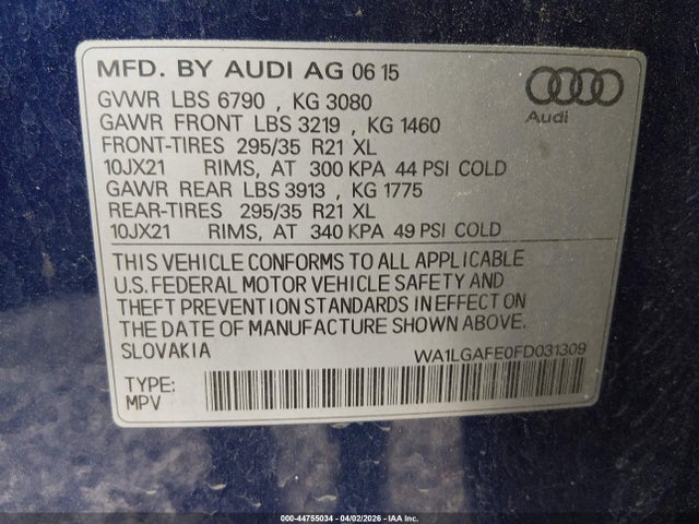 2015 AUDI Q7 WA1LGAFE0FD031309 Photo 8